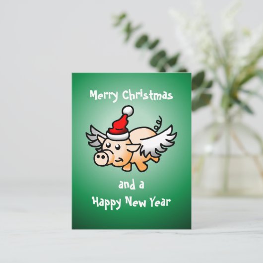 Weihnachtsschwein - Postkarte (Stehend Vorderseite)