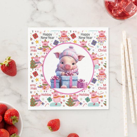 Weihnachtsschwein Serviette (Beispiel)