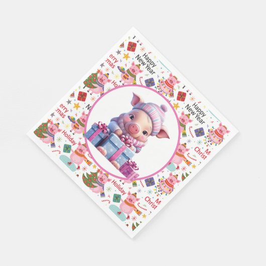 Weihnachtsschwein Serviette (Ecke)