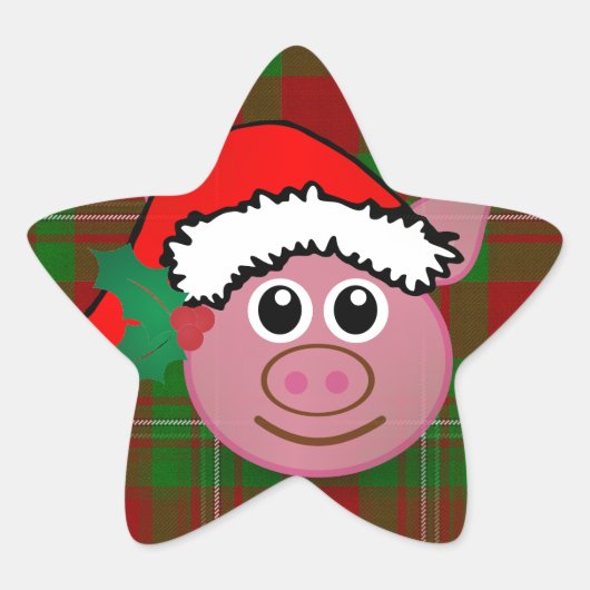 Weihnachtsschwein Stern-Aufkleber (Vorderseite)
