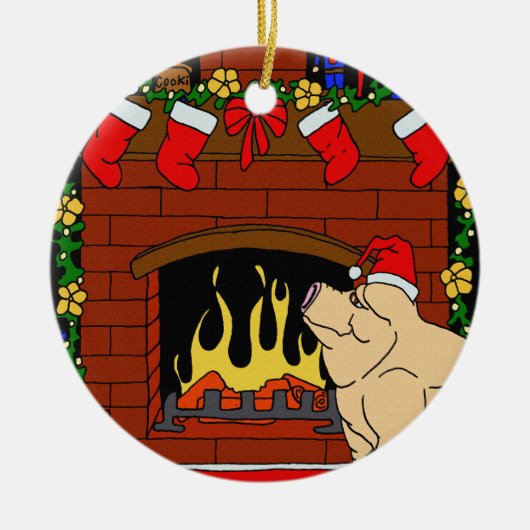 Weihnachtsschwein-Verzierung Keramikornament (Vorne)