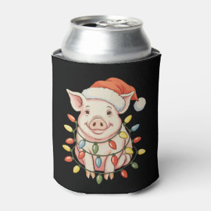 Weihnachtsschwein Xmas Lichter Santa Heu Urlaubsze Dosenkühler