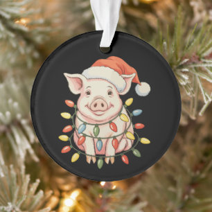 Weihnachtsschwein Xmas Lichter Santa Heu Weihnacht Ornament