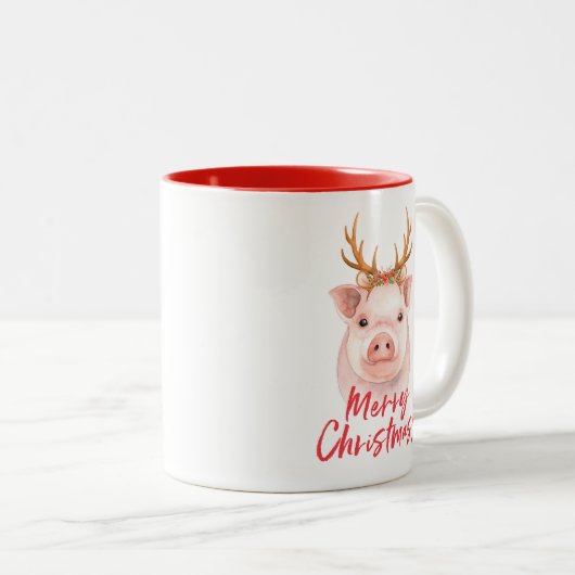 Weihnachtsschwein zwei tonte Tasse (VorderseiteRechts)