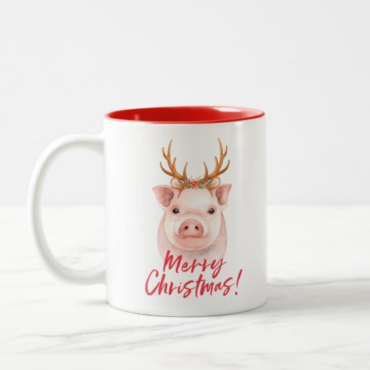 Weihnachtsschwein zwei tonte Tasse (Links)