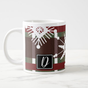 Weihnachtsschweinchen Pullover Karo Initial Schnee Jumbo-Tasse