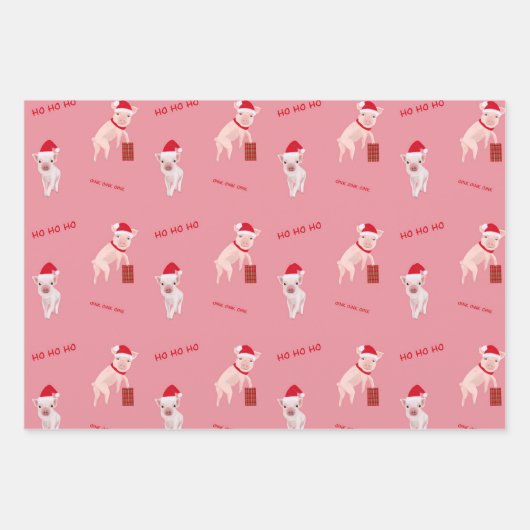 Weihnachtsschweine, die Laken verpacken Geschenkpapier Set (Vorderseite 3)