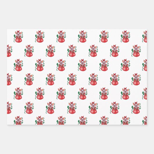 Weihnachtsschweine Geschenkpapier Set (Vorderseite 2)