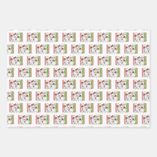 Weihnachtsschweine Geschenkpapier Set (Vorderseite)