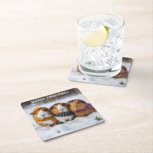 Weihnachtsschweine in den Schnee Rechteckiger Pappuntersetzer (Vor Ort)