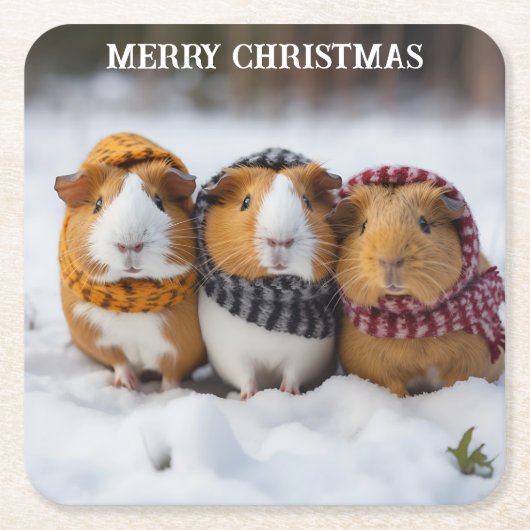 Weihnachtsschweine in den Schnee Rechteckiger Pappuntersetzer (Vorderseite)