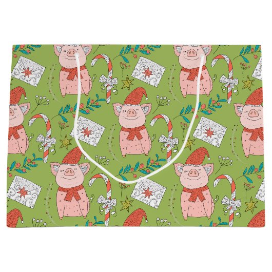 Weihnachtsschweine Mittlere Geschenktasche Große Geschenktüte (Vorderseite)