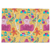 Weihnachtsschweine Mittlere Geschenktasche Große Geschenktüte (Rückseite)