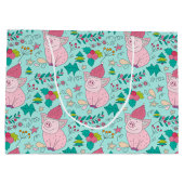 Weihnachtsschweine Mittlere Geschenktasche Große Geschenktüte (Rückseite)