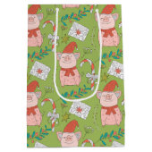 Weihnachtsschweine Mittlere Geschenktasche Mittlere Geschenktüte (Rückseite)