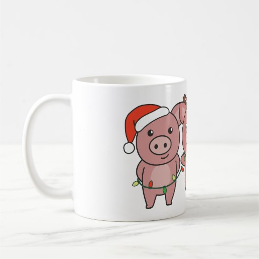 Weihnachtsschweine von Niedlichen Schweinen Kaffeetasse (Links)