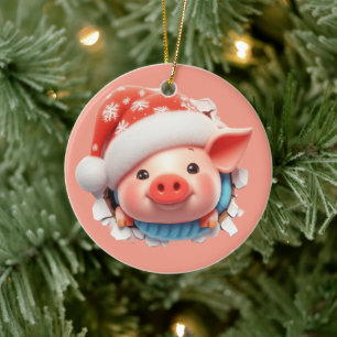 Weihnachtsschweinfreunde schreiben keramik ornament