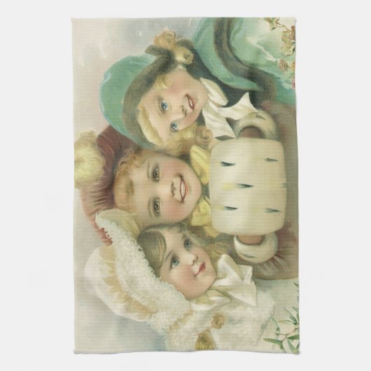 Weihnachtsschwester, Viktorianische Kinder Geschirrtuch (Vertikal)