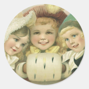 Weihnachtsschwestern im Vintage-Stil, viktorianisc Runder Aufkleber