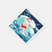 Weihnachtsschwimmen Santa Beach Serviette (Ecke)