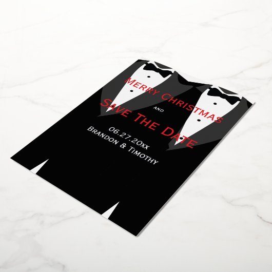 Weihnachtsschwule Save the Date rot und silberfarb Folieneinladung (Gedreht)