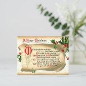 Weihnachtsscroll mit Hymne Feiertagspostkarte (Stehend Vorderseite)