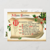 Weihnachtsscroll mit Hymne Feiertagspostkarte (Vorne/Hinten)