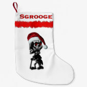 Weihnachtsscrooge Skelett in Weihnachtsmannmütze Kleiner Weihnachtsstrumpf (Vorderseite)