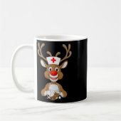 Weihnachtsscrub Top Rentier Scrubs Rubber Handschu Kaffeetasse (Links)