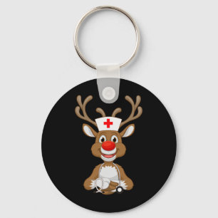 Weihnachtsscrub Top Rentier Scrubs Rubber Handschu Schlüsselanhänger