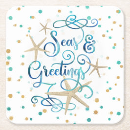 WeihnachtsSEE & GREETINGS Rechteckiger Pappuntersetzer