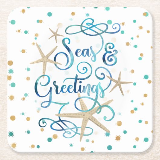 WeihnachtsSEE & GREETINGS Rechteckiger Pappuntersetzer (Vorderseite)