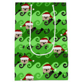 Weihnachtssee Otters Grüne Waves Mittlere Geschenktüte (Rückseite)