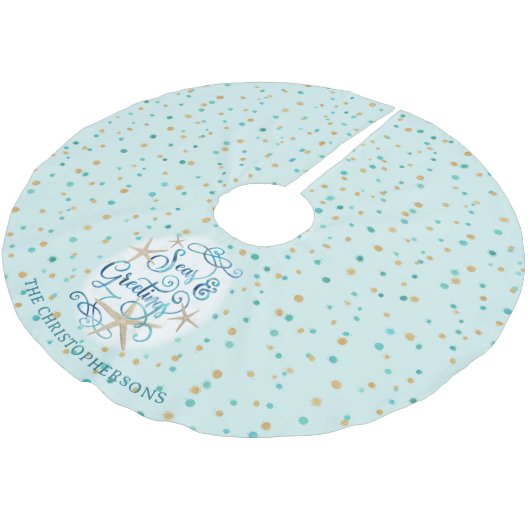 WeihnachtsSEE und GREETINGS Polyester Weihnachtsbaumdecke (Schrägansicht)