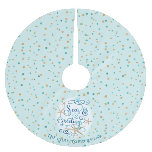 WeihnachtsSEE und GREETINGS Polyester Weihnachtsbaumdecke (Vorderseite)