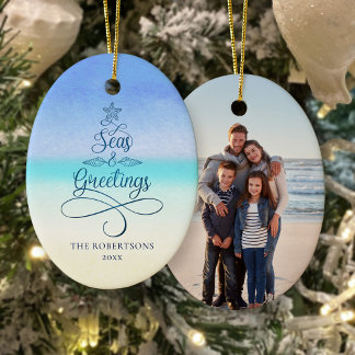 Weihnachtssee und Grüße am Strand Keramik Ornament