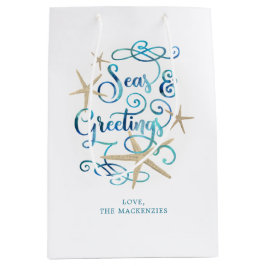 Weihnachtssee und Grüße an der Küste Name Starfish Mittlere Geschenktüte