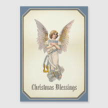 Weihnachtssegen Engel Blau Gold Magnetkarte