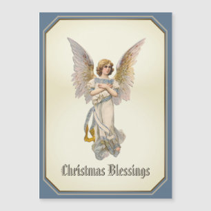 Weihnachtssegen Engel Blau Gold Magnetkarte