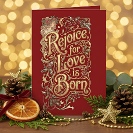 Weihnachtssegen im Vintage-Stil – Liebe wird gebor Feiertagskarte