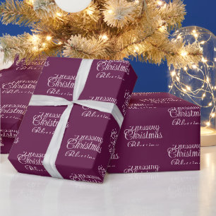 Weihnachtssegen   Tiefes Pflaumen-Burgunder-Weihna Geschenkpapier