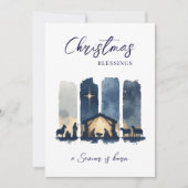 Weihnachtssegen Wasserfarben-Weihnachtskrippe Feiertagskarte (Vorderseite)