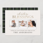 Weihnachtssegment Gold-Multi-Foto kariert Feiertagskarte (Vorne/Hinten)