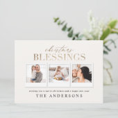 Weihnachtssegment Gold-Multi-Foto kariert Feiertagskarte (Stehend Vorderseite)