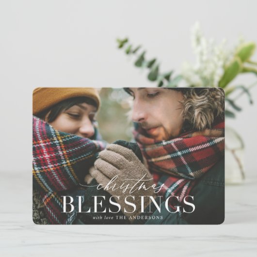 Weihnachtssegmente karierte Fotokarte Feiertagskarte (Stehend Vorderseite)