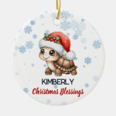 Weihnachtssegmente niedliche Schildkrötendekoratio Keramik Ornament (Vorne)