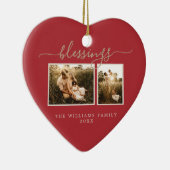 Weihnachtssegnung 2 Foto Rote Familie Keramik Ornament (Rechts)