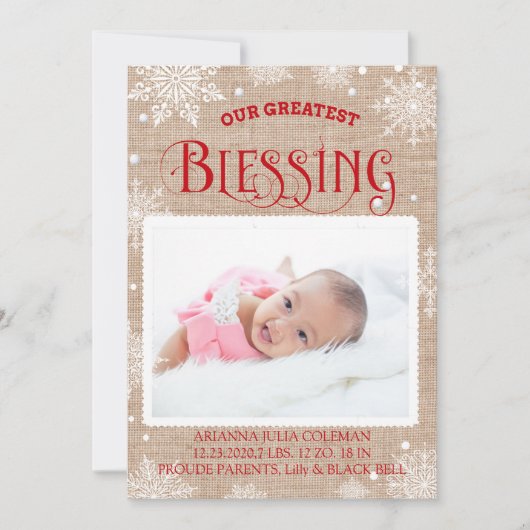 Weihnachtssegnung Geburtserklärung Einladung (Vorderseite)