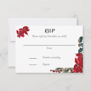 Weihnachtssehen RSVP mit Poinsettia Rahmen Karte