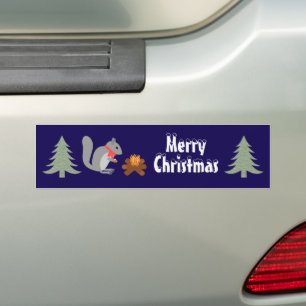Weihnachtsseichhörnchen Roastnüsse auf Log Fire Autoaufkleber